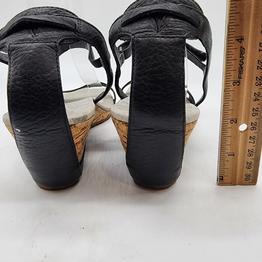 Patagonia Maha Wedge Sandals Women's 9.5 Black Leather Cork Ankle Strap